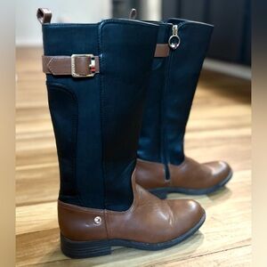 Tommy Hilfiger, Vallary Tall Riding Boots, Black and Brown, Size Girl’s 2